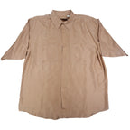 AFMK Collection by Moda Shirt Mens XL Tan 100% Silk Short Sleeve Button Down - take2supply