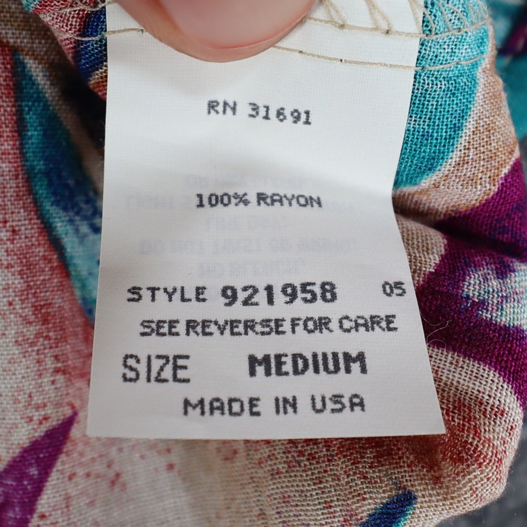 Xtrovert by Donnkenny Blouse Womens Medium Vintage 90s Rayon Tropical Floral USA - take2supply