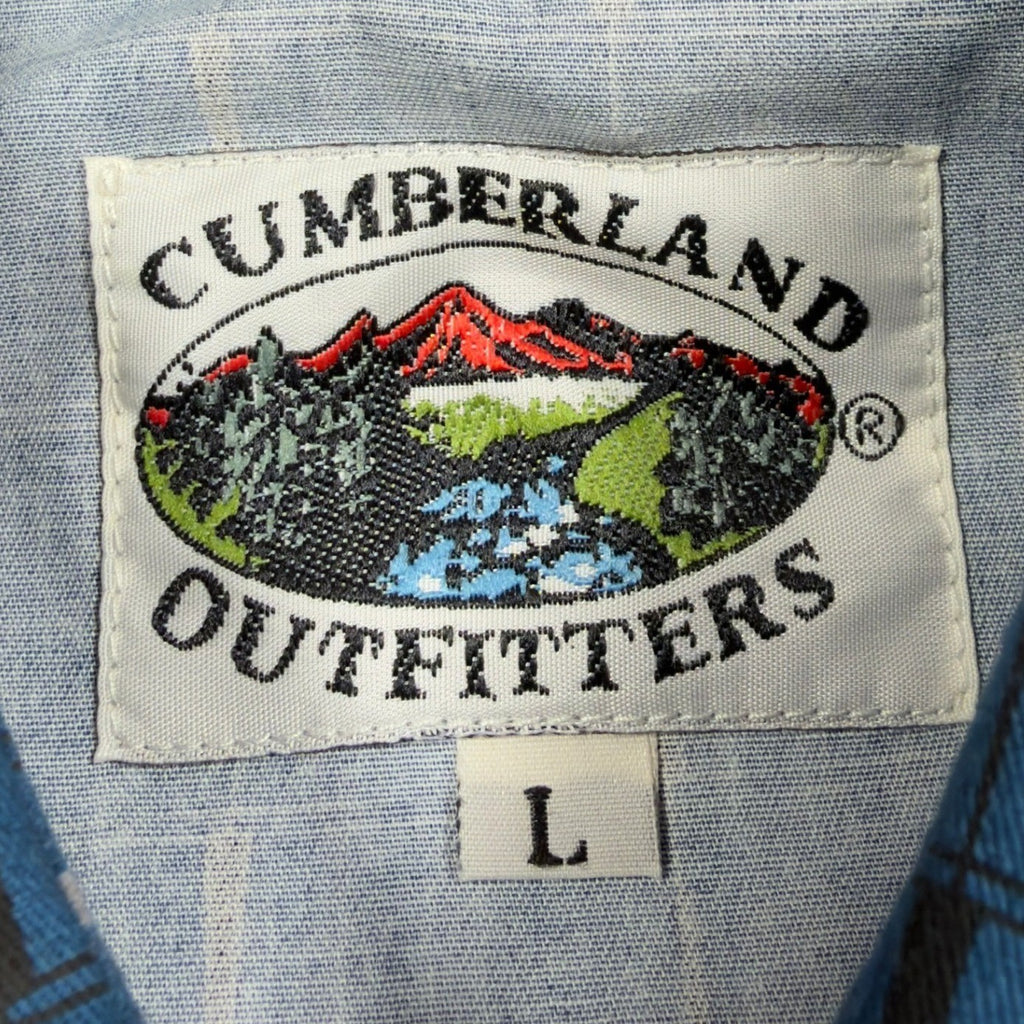 Cumberland Outfitters Y2K Western Shirt Mens L Blue Cotton Horseshoe NWT C455 - take2supply