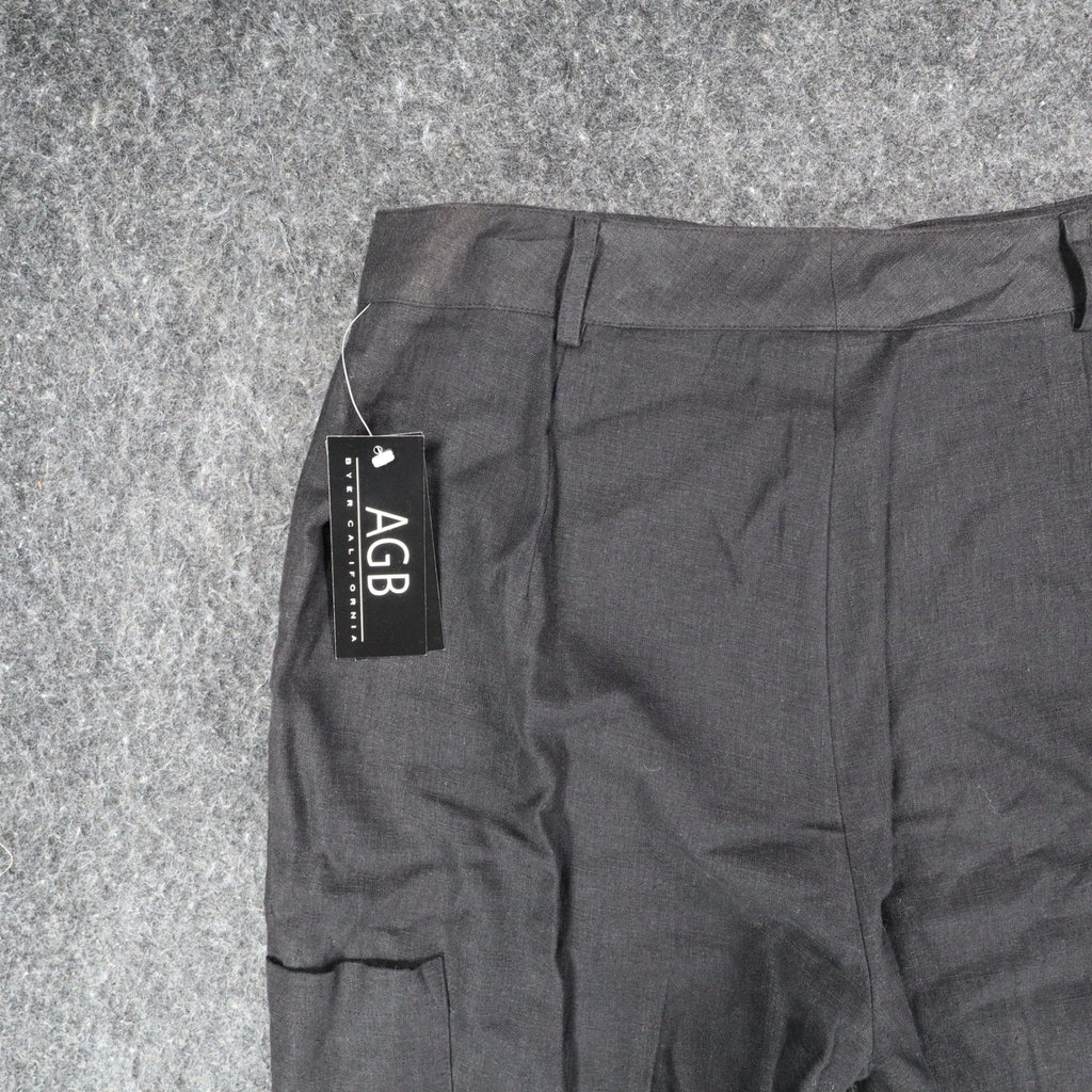 AGB Byer California Cargo Pants Womens 10 Y2K Black Linen Blend Utility Trousers - take2supply