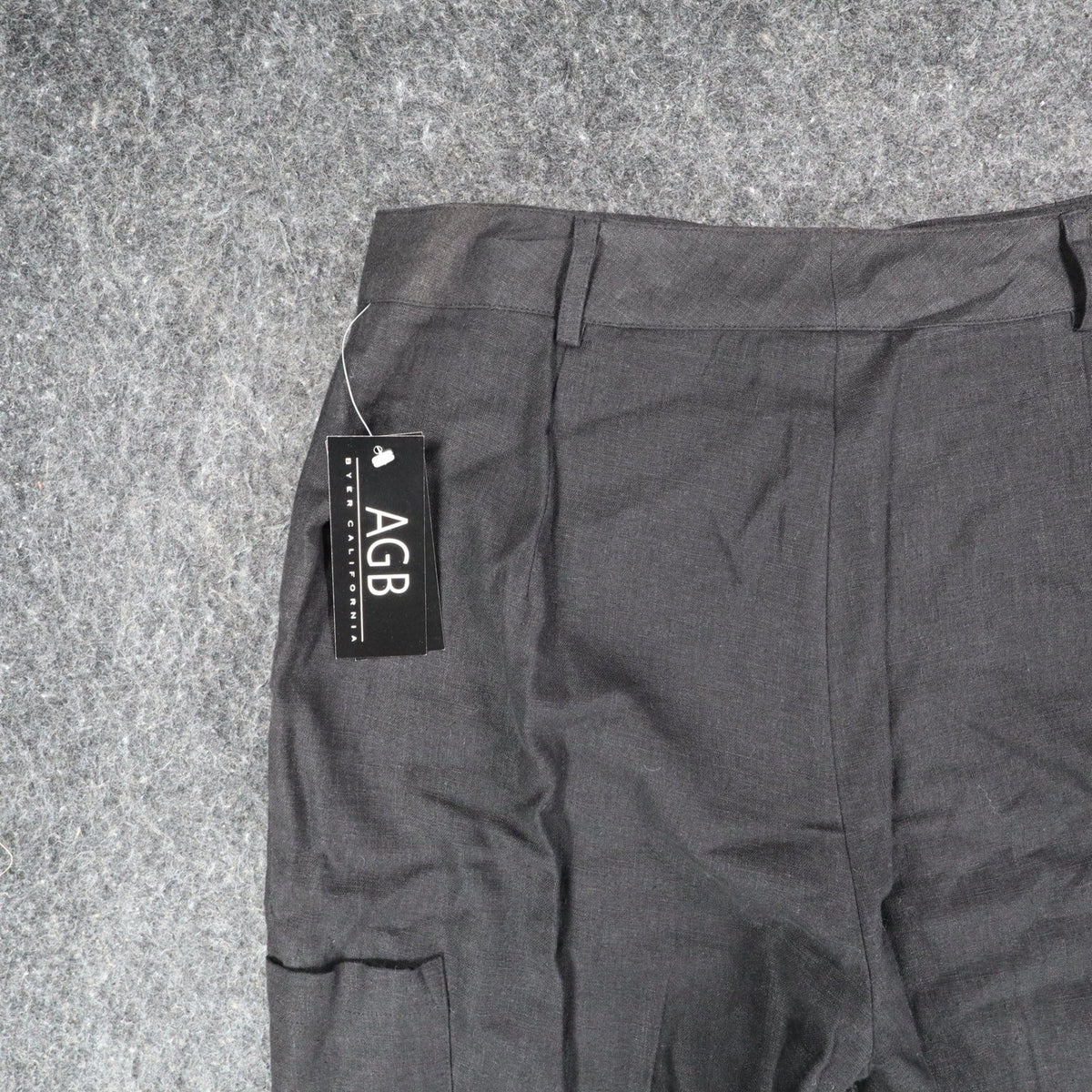 AGB Byer California Cargo Pants Womens 10 Y2K Black Linen Blend Utility Trousers - take2supply