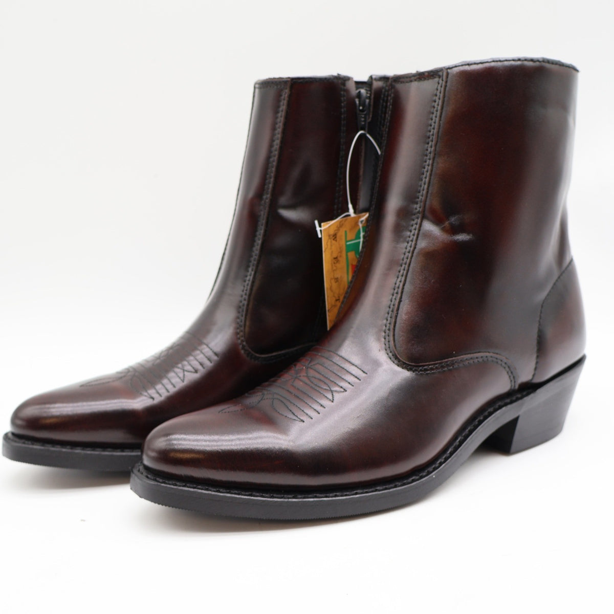 Laredo Zip Trucker Boots Mens 9.5 D Burnt Apple Leather Western Cowboy 62008 - take2supply