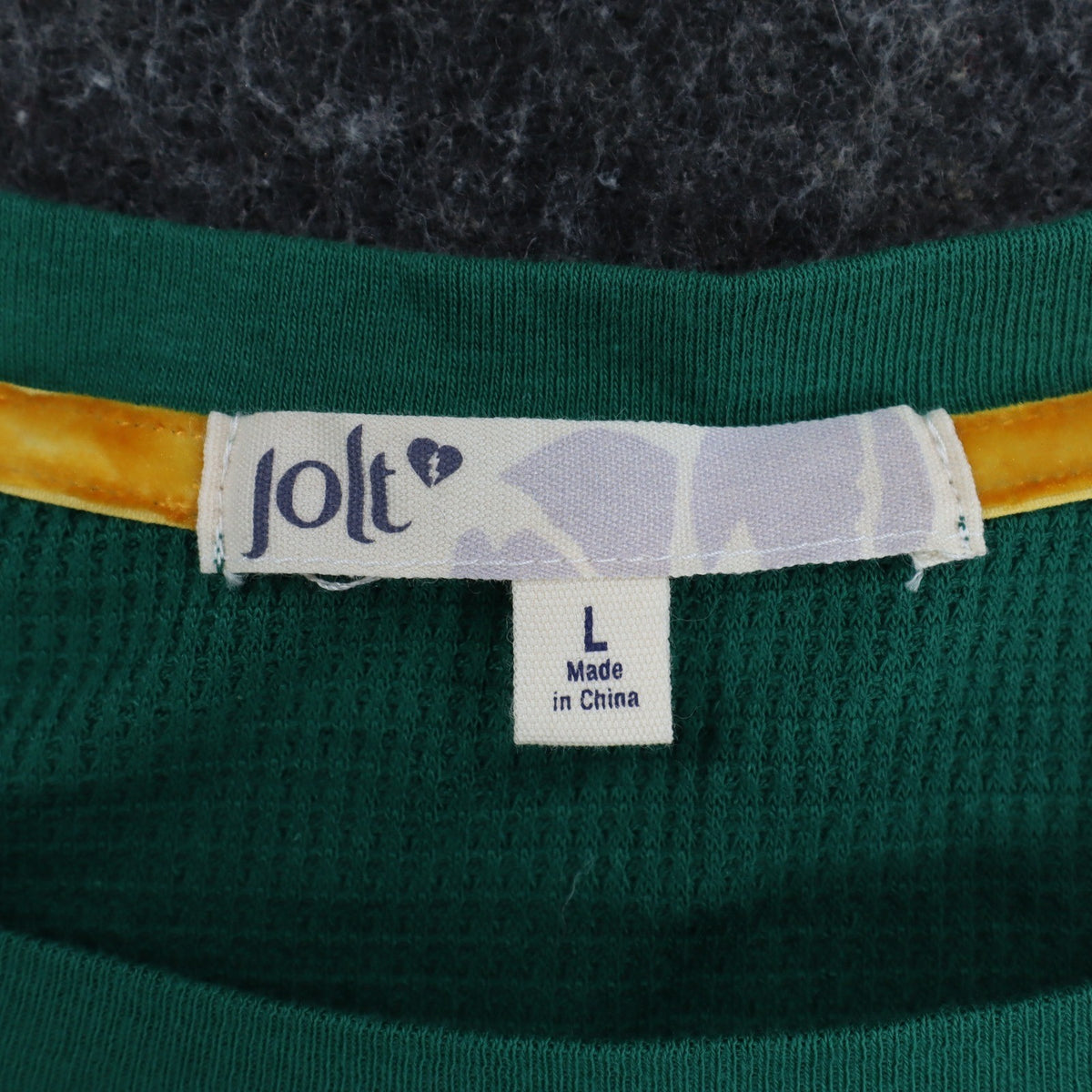 Jolt Owl Studded Thermal Top Womens Large Green Waffle Knit Raglan NWT - take2supply