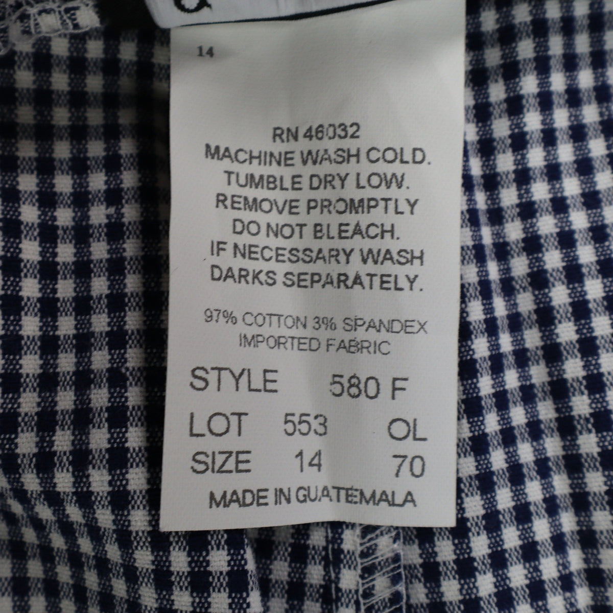 Southern Lady Pants Womens 14 Navy White Gingham Cotton Stretch Side Zip NWT NOS - take2supply