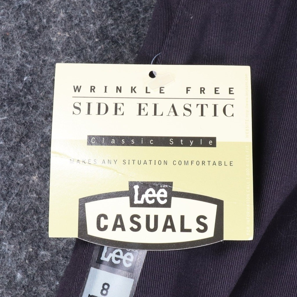 Lee Casuals Pleated Pants Womens 8M Vintage 90s Black Cotton Side Elastic NWT - take2supply