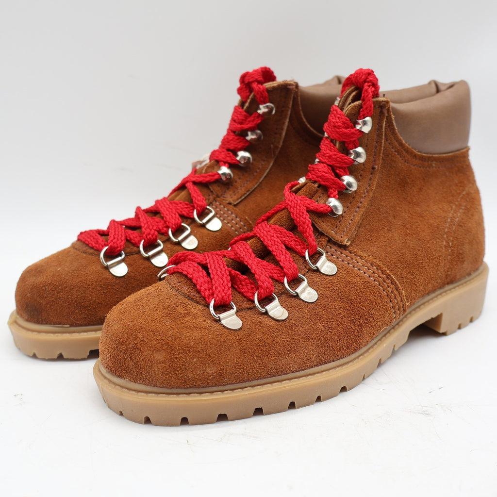 Walker Hiking Boots Kids 4 Vintage 70s Brown Suede Red Laces Pliotuf USA New - take2supply