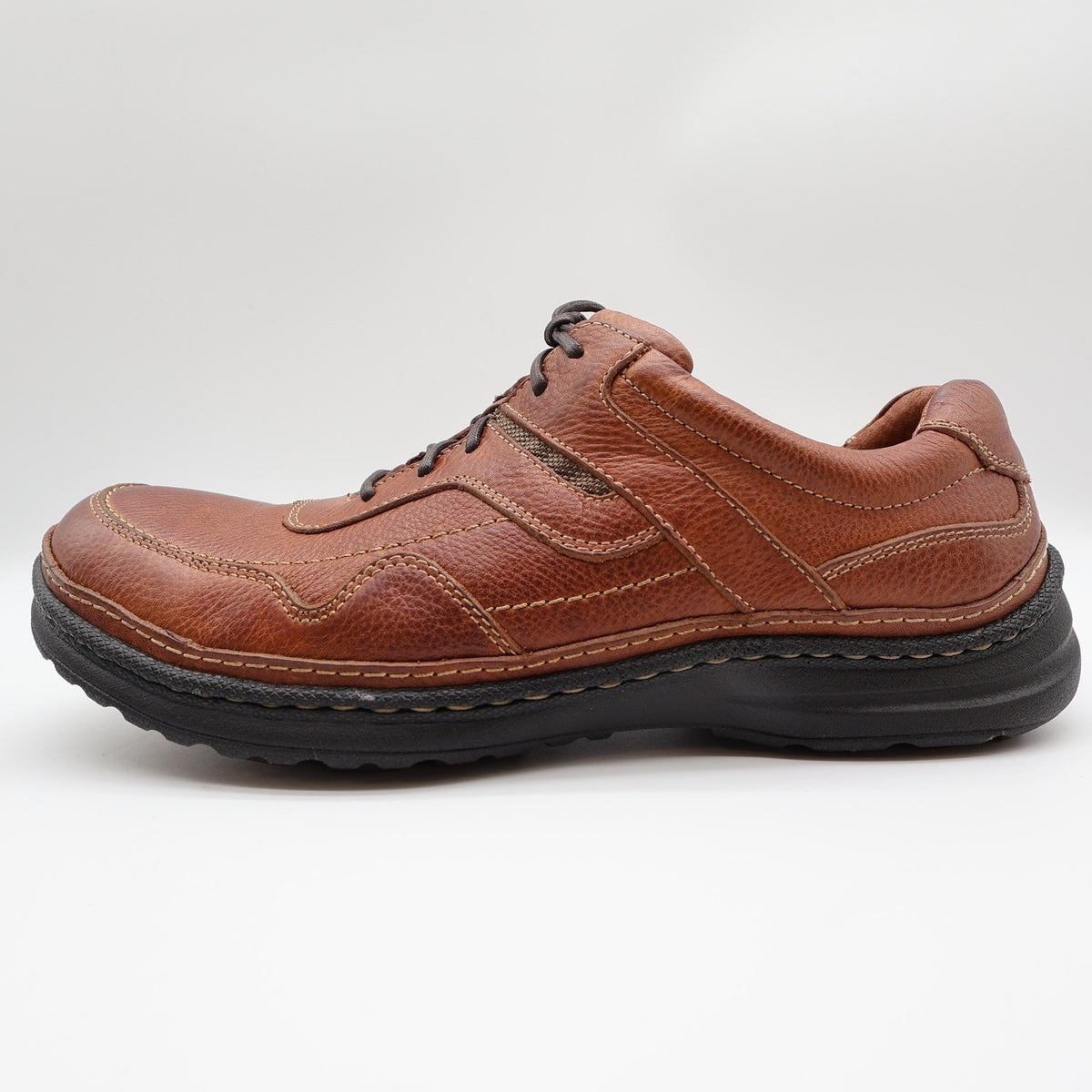 Hush Puppies Pathway Mens 10.5 Tan Grained Leather Bounce Comfort Oxford Shoes - take2supply