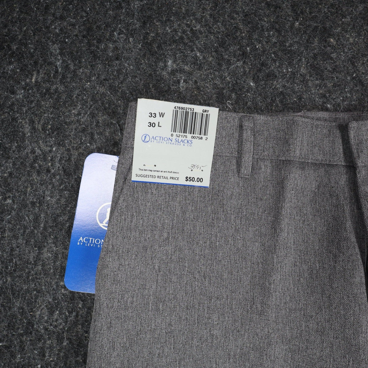 Levi Strauss Action Slacks Mens 33x30 Vintage 2000s Grey Flat Front Dress Pants - take2supply