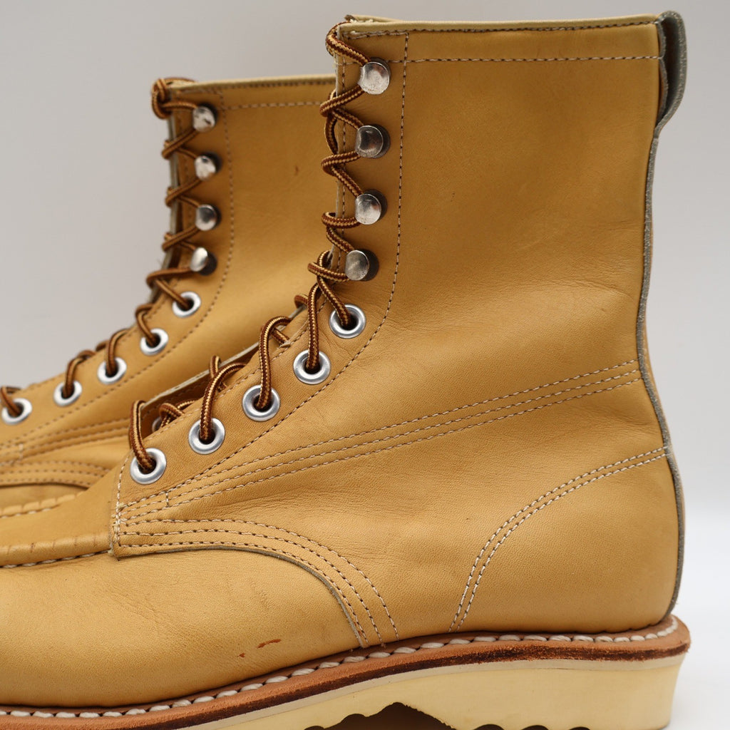 Cedar Crest Moc Toe Work Boots Mens 7.5 E Vintage Tan Leather Wedge Sole 9555 - take2supply
