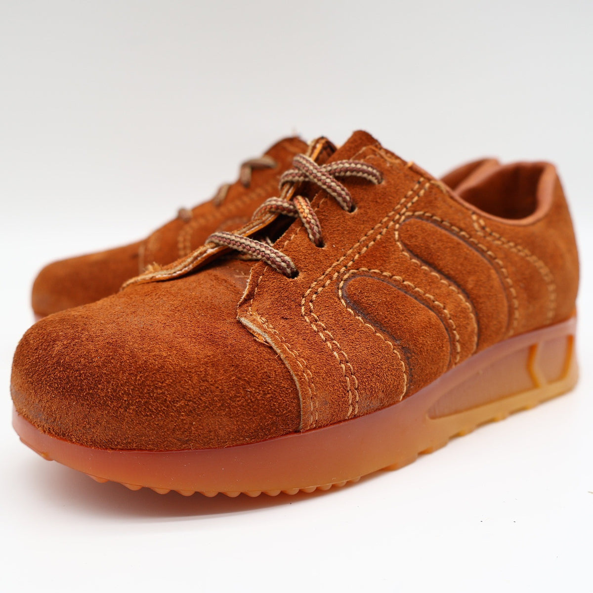 Walker Oxford Sneakers Kids 12 D Vintage 70s Rust Suede Platform Made in USA - take2supply