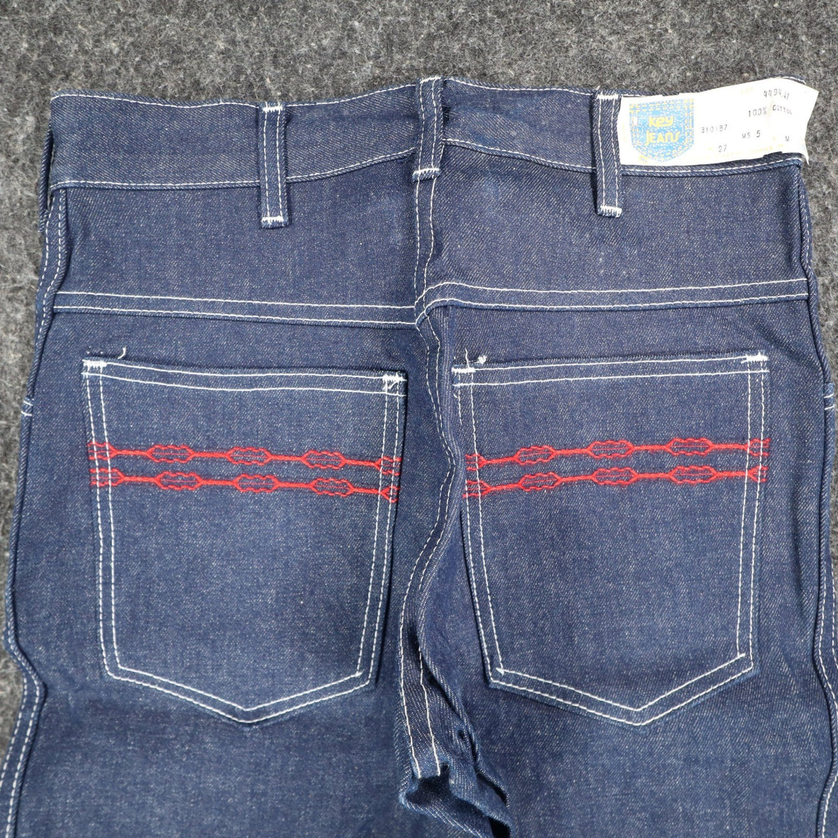 Key Jeans Vintage Womens 27 M Blue Red Embroidered Flare Jeans NWT - take2supply