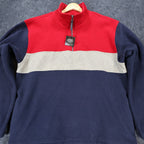 IZOD Fleece Pullover Mens Large Red Excellent Colorblock Quarter Zip - take2supply