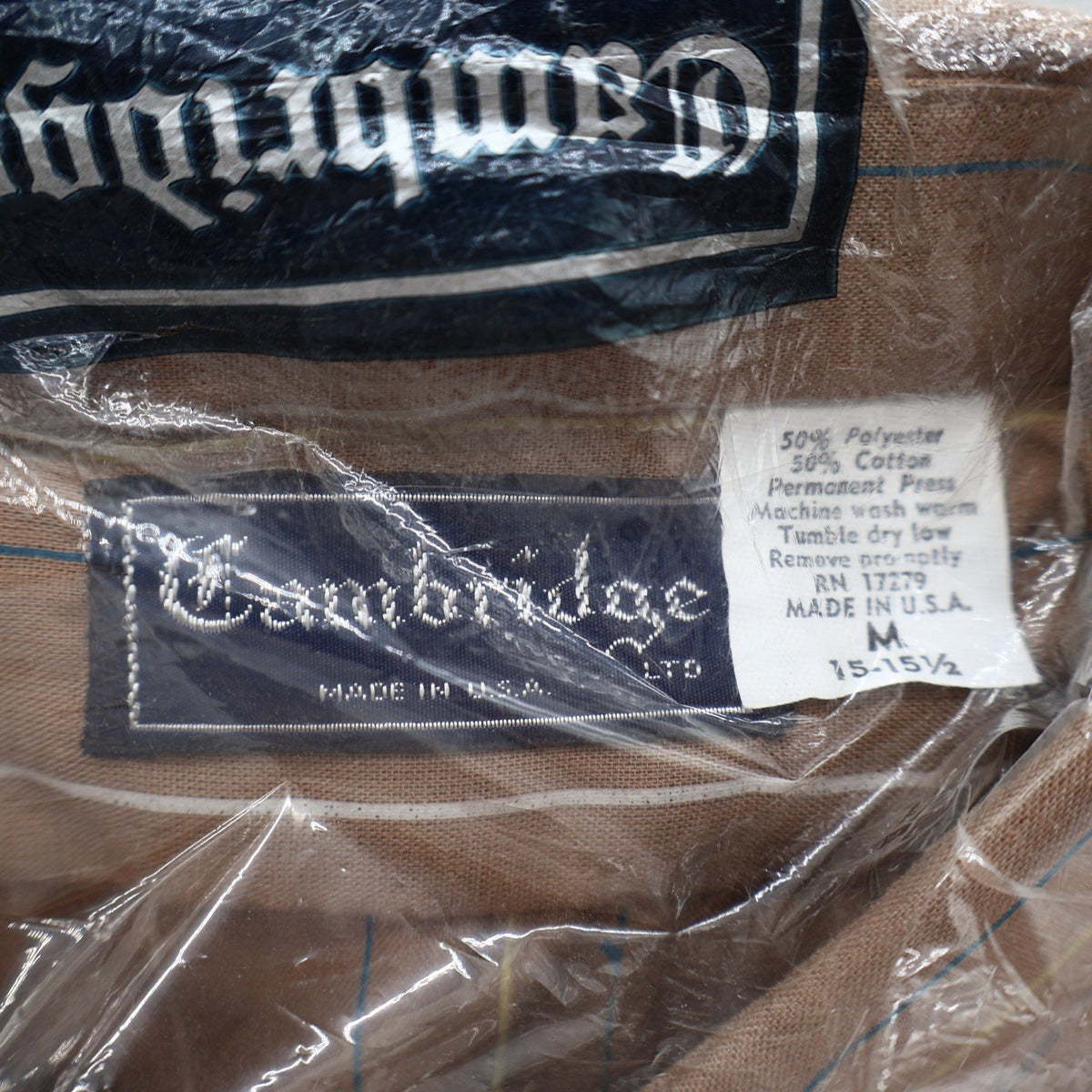 Cambridge Ltd Shirt Mens M Vintage Brown Striped Button Down USA Deadstock - take2supply