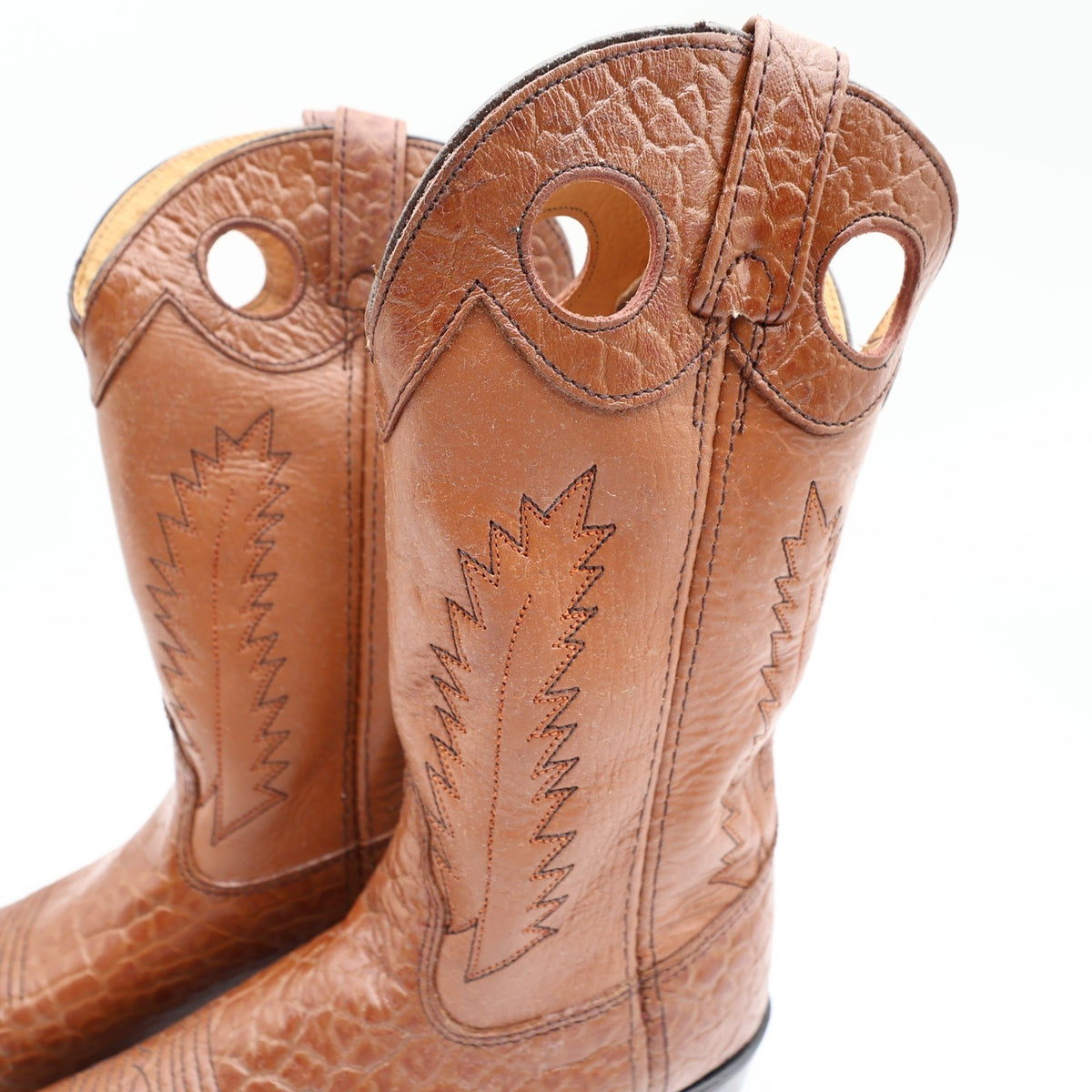 Laredo Tan Bullhide Western Boots Boys 2D Tan Leather NWT Deadstock CB293 - take2supply