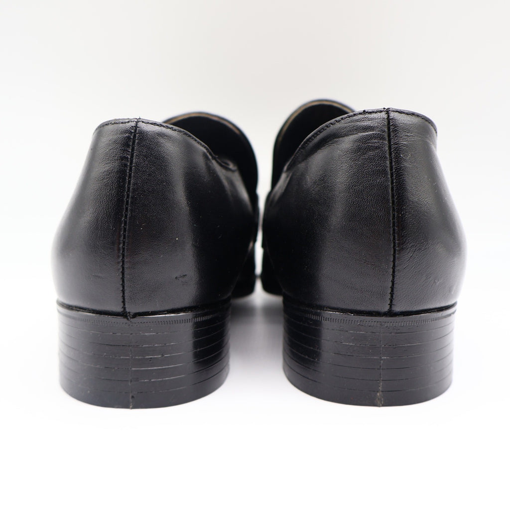 Fortune Shoes Loafers Mens 10 Vintage 70s Black Leather Square Toe Deadstock - take2supply