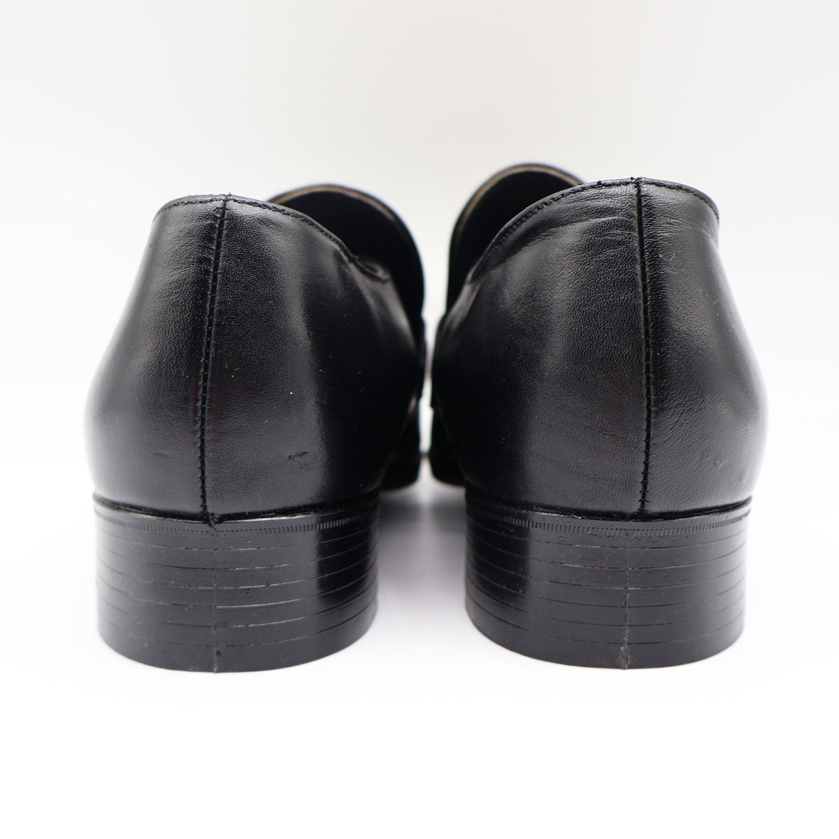 Fortune Shoes Loafers Mens 10 Vintage 70s Black Leather Square Toe Deadstock - take2supply