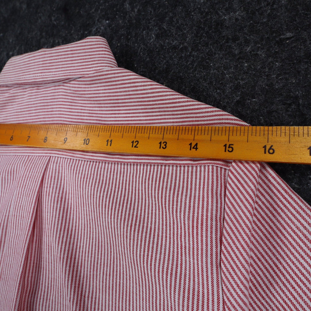 Dee Cee Striped Button Down Shirt Womens 7/8 Vintage Red White Short Sleeve USA - take2supply