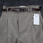 Christy Girl Dori Adler Pants Womens 12 Tan Black Belted Pleated USA NWT NOS - take2supply