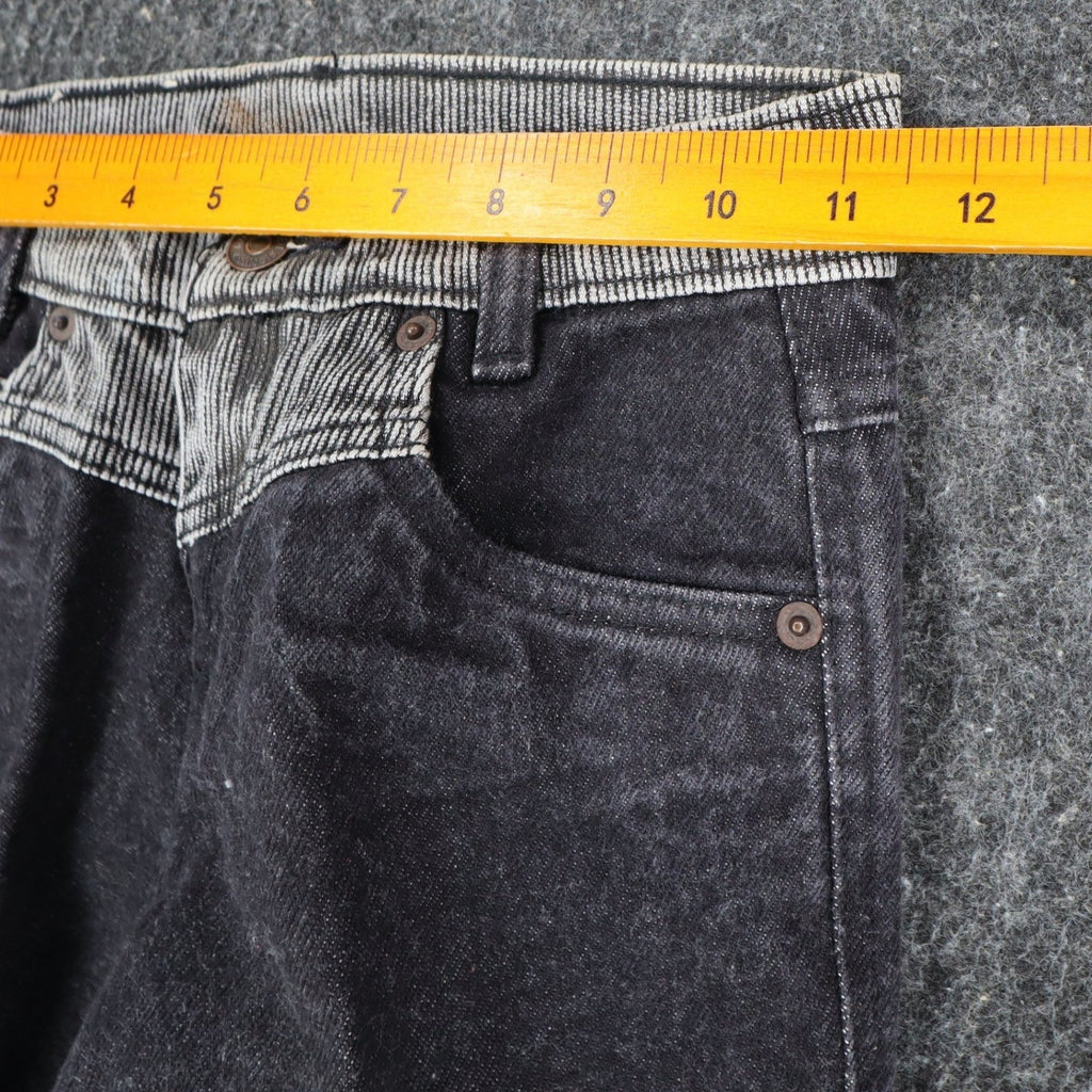 Levis Tapered Leg Jeans Womens 9 VTG 90s Black Reverse Silhouette Striped Denim - take2supply