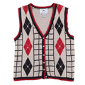 SML Sport Ltd Sweater Vest Womens M Vintage 1996 Argyle Knit Tan Red Black - take2supply
