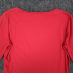 Links Top Womens Small Red Beaded Keyhole Neckline 3/4 Sleeve Cotton Spandex - take2supply