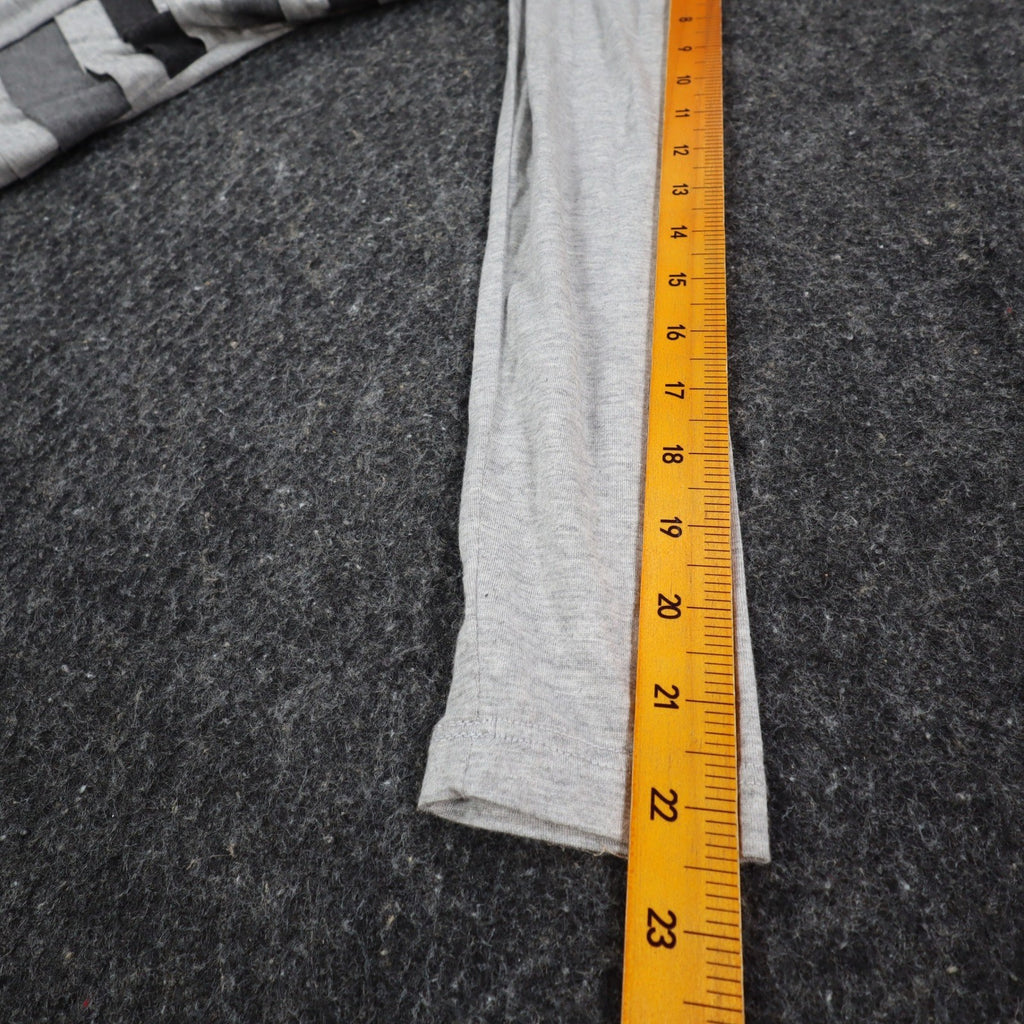 Democracy Top Womens Small Gray Striped Ruffle Front Long Sleeve Rayon Stretch - take2supply
