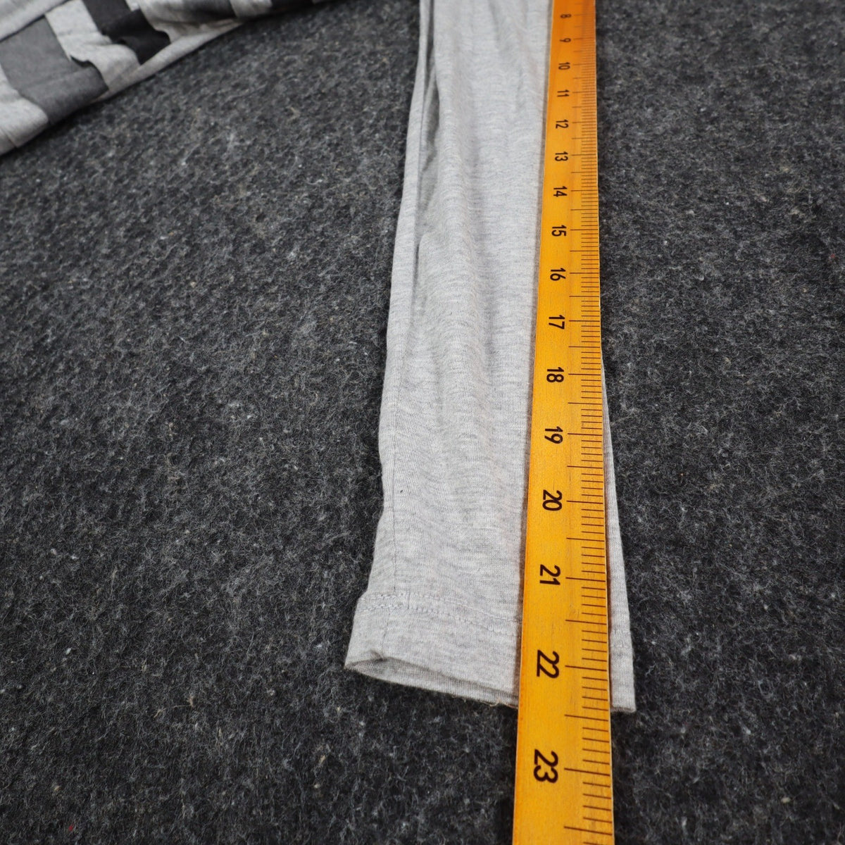 Democracy Top Womens Small Gray Striped Ruffle Front Long Sleeve Rayon Stretch - take2supply