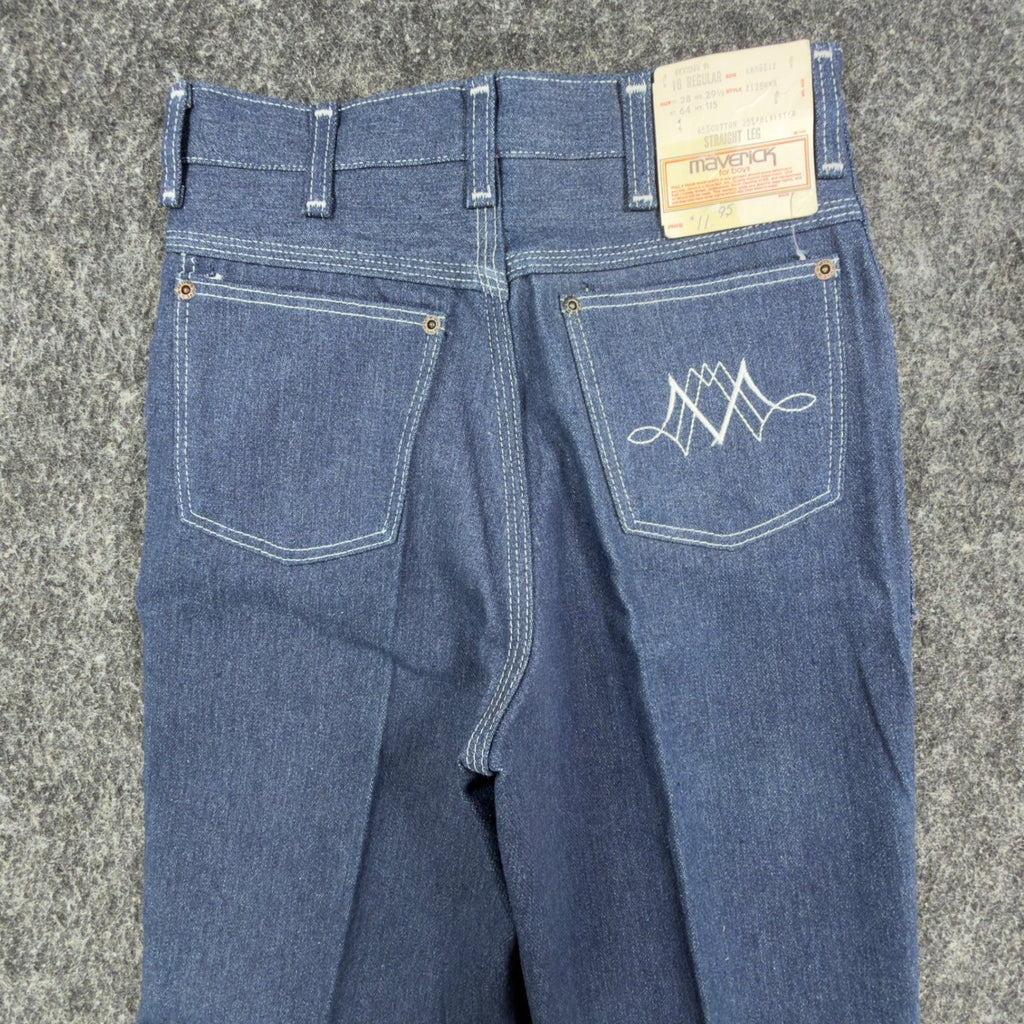Maverick Vintage 70s Straight Leg Jeans Boys 16 Blue Cotton Blend NWT - take2supply
