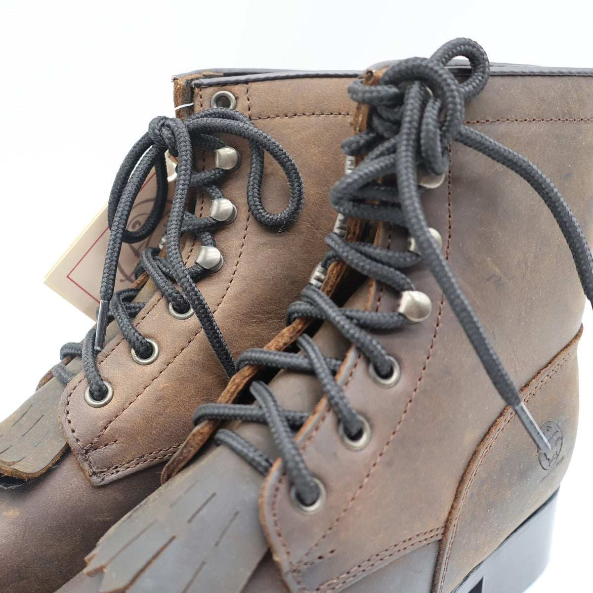 Durango Lil Legends Kids 13.5 Tan Leather Lace Roper Boots Vintage Deadstock NWT - take2supply
