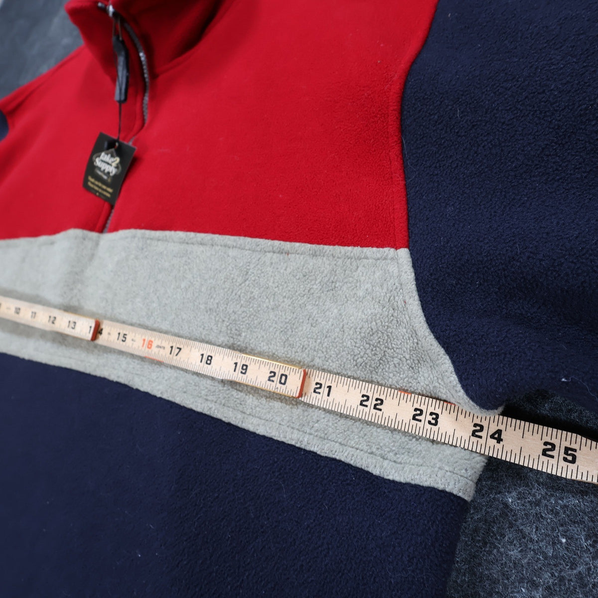 IZOD Fleece Pullover Mens Large Red Excellent Colorblock Quarter Zip - take2supply