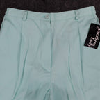 Southern Lady Pleated Shorts Womens Size 10 Aqua Twill High Waist Elastic Back - take2supply