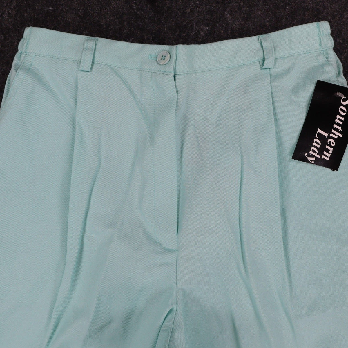Southern Lady Pleated Shorts Womens Size 10 Aqua Twill High Waist Elastic Back - take2supply
