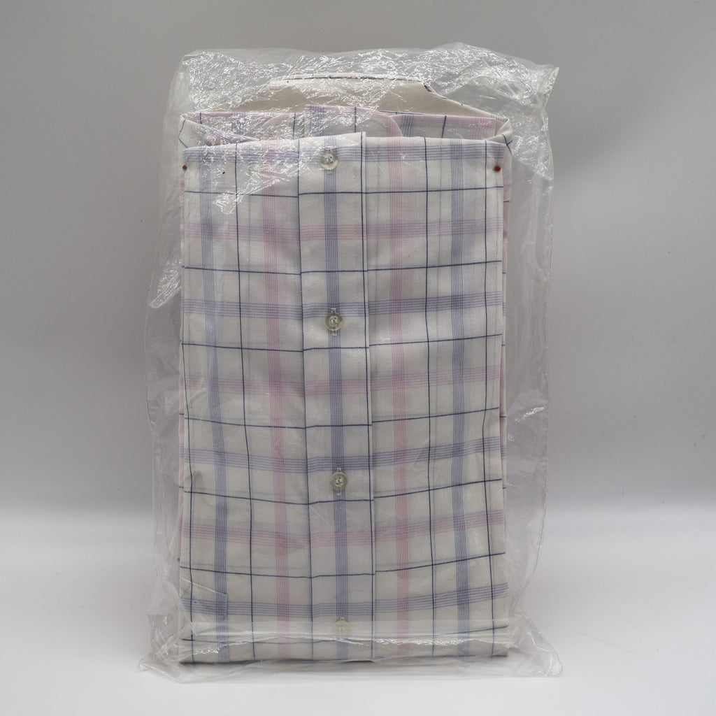 Mark VII Dress Shirt Mens 15.5 34/35 Vintage Deadstock Pink Blue Plaid Korea - take2supply