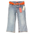 US Polo Assn Y2K Flare Jeans Girls 8 Blue Denim Stretch Belted NWT - take2supply