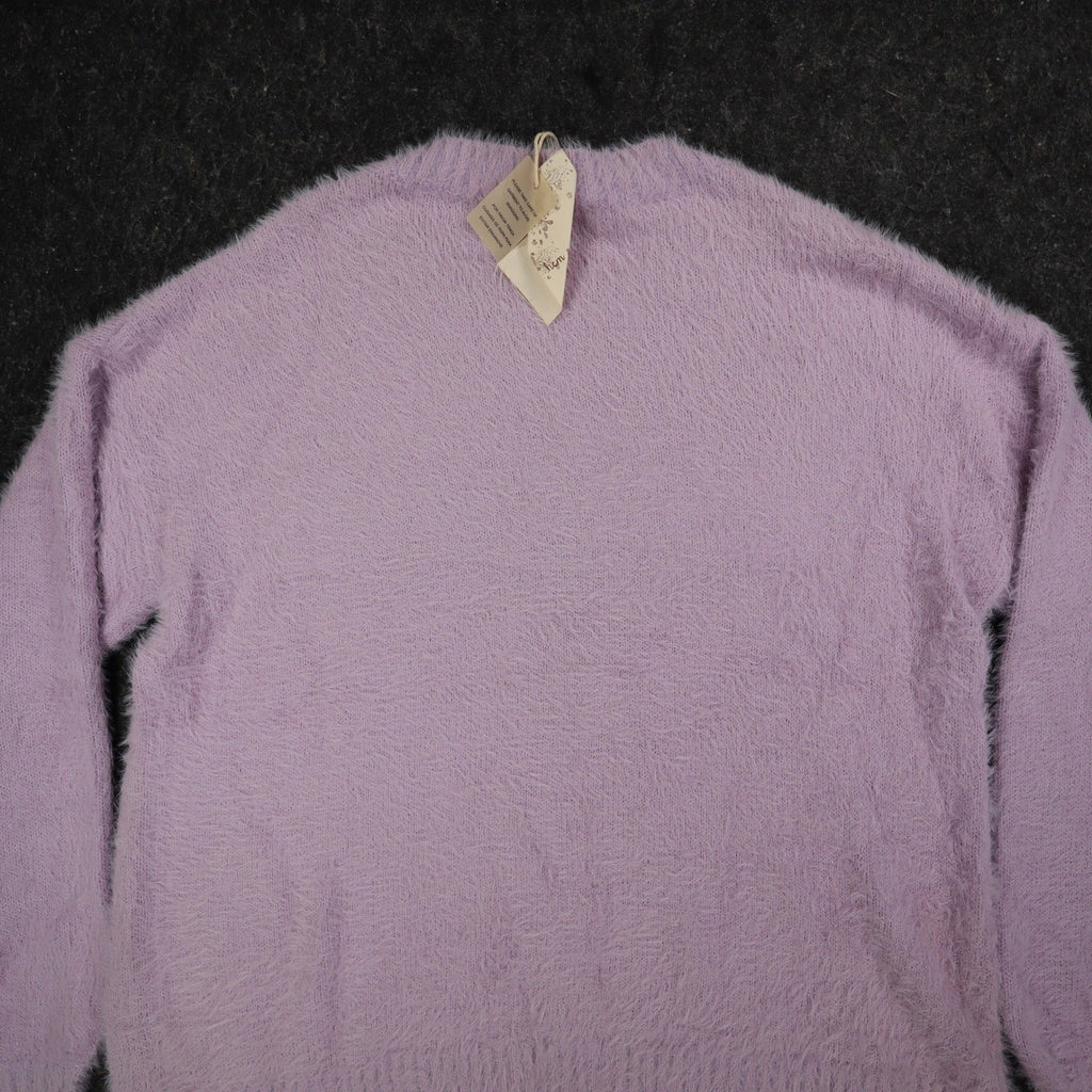 Hem & Thread Weekend Sweater Womens Large Lavender Fuzzy Eyelash Knit 31351 - take2supply