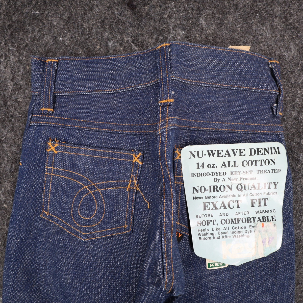 Key Vintage 70s Bell Bottom Jeans Kids 5 Reg Indigo Nu-Weave Denim Deadstock NOS - take2supply