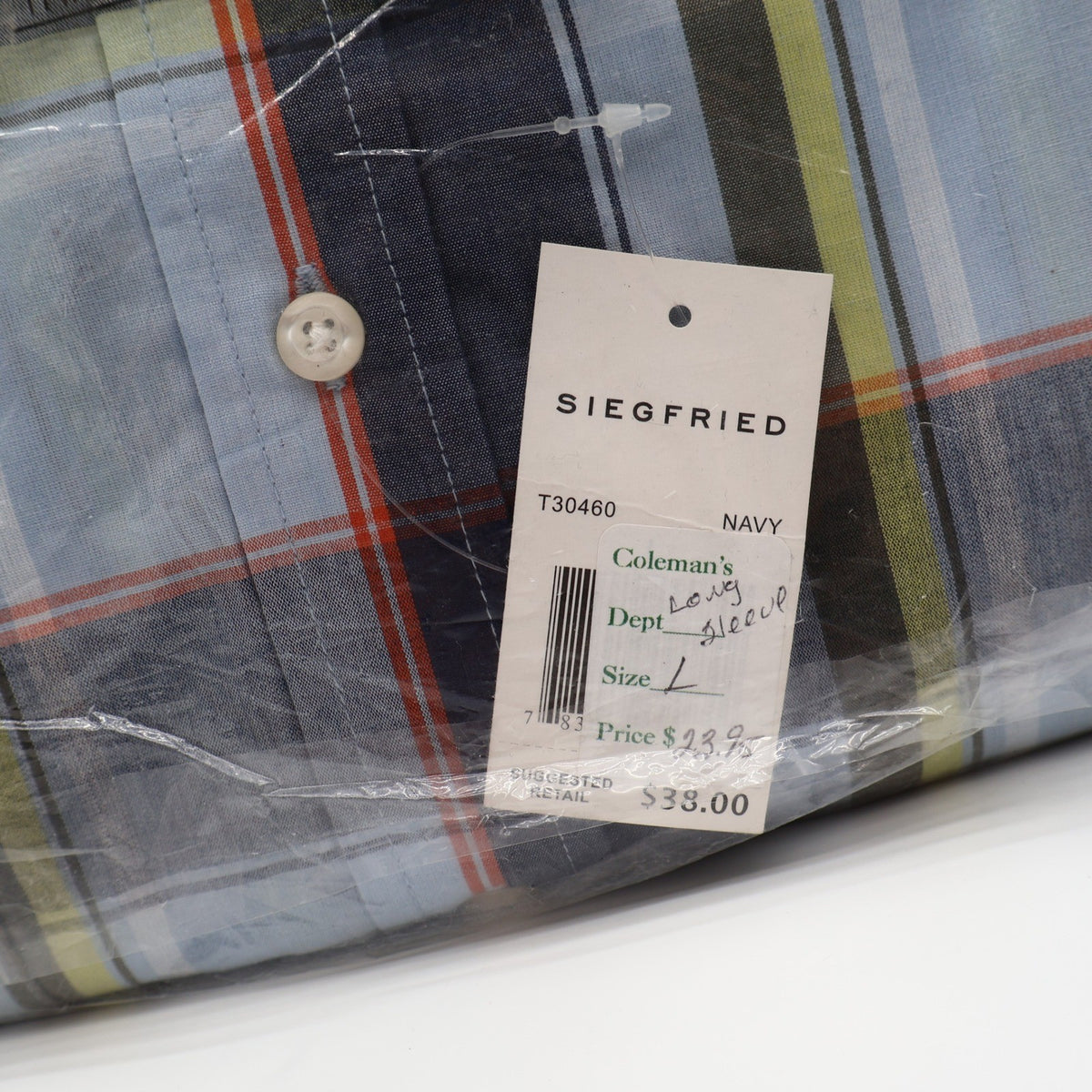 Siegfried & Company Plaid Button Down Shirt Mens Large Navy Blue Cotton NWT - take2supply