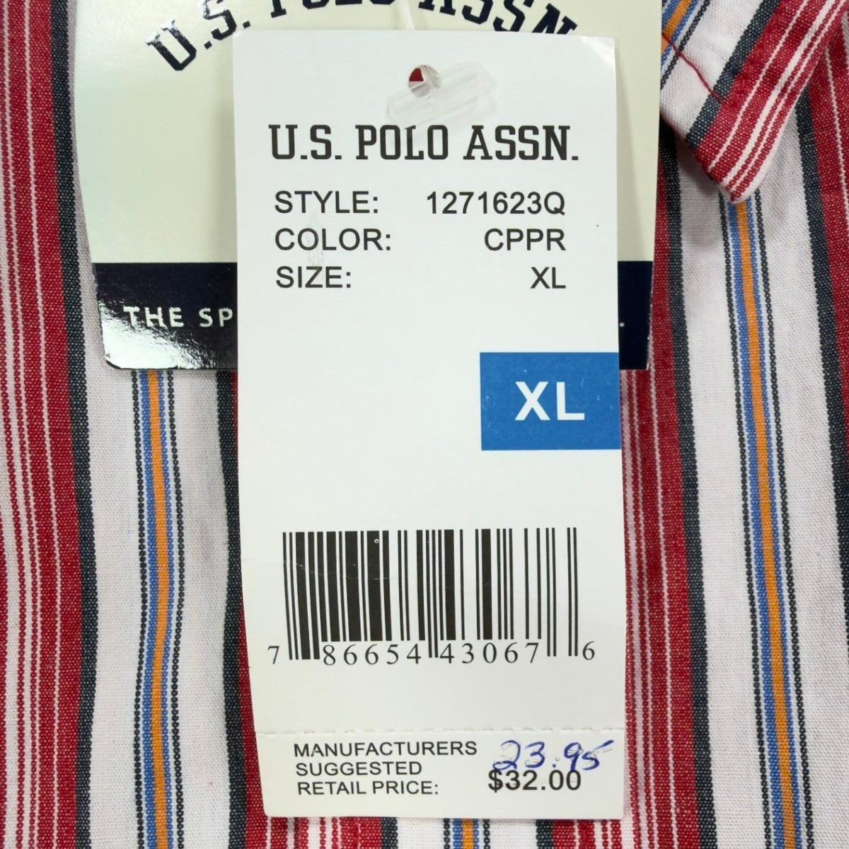 US Polo Assn Striped Button Down Shirt Mens XL Red White Cotton NWT - take2supply
