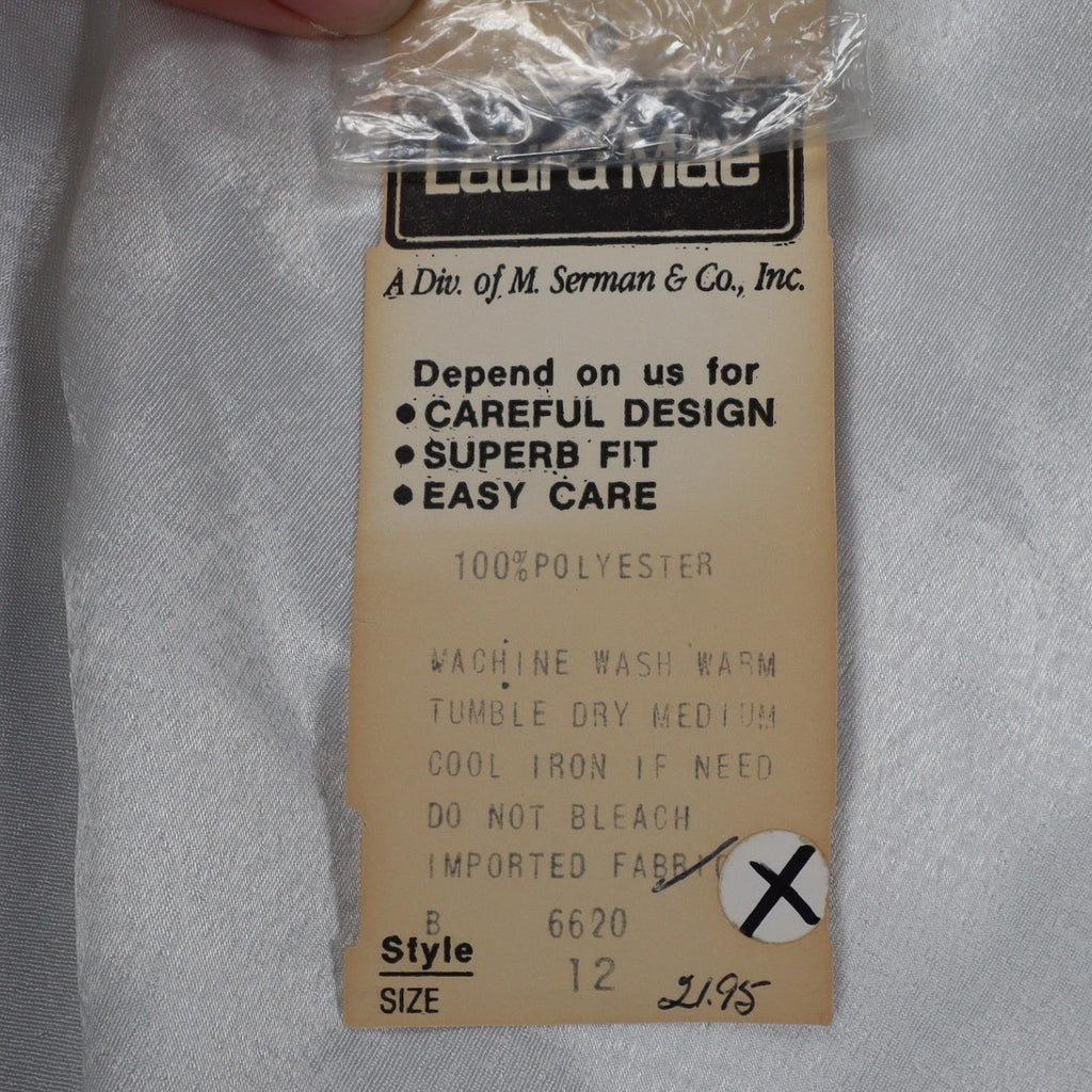 Laura Mae Blouse Womens 12 Vintage 80s White Satin Sailor Collar Tie Neck 6620 - take2supply