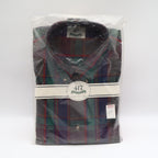 417 Van Heusen Shirt Mens XL Green Purple Red Plaid Cotton Blend New Packaged - take2supply