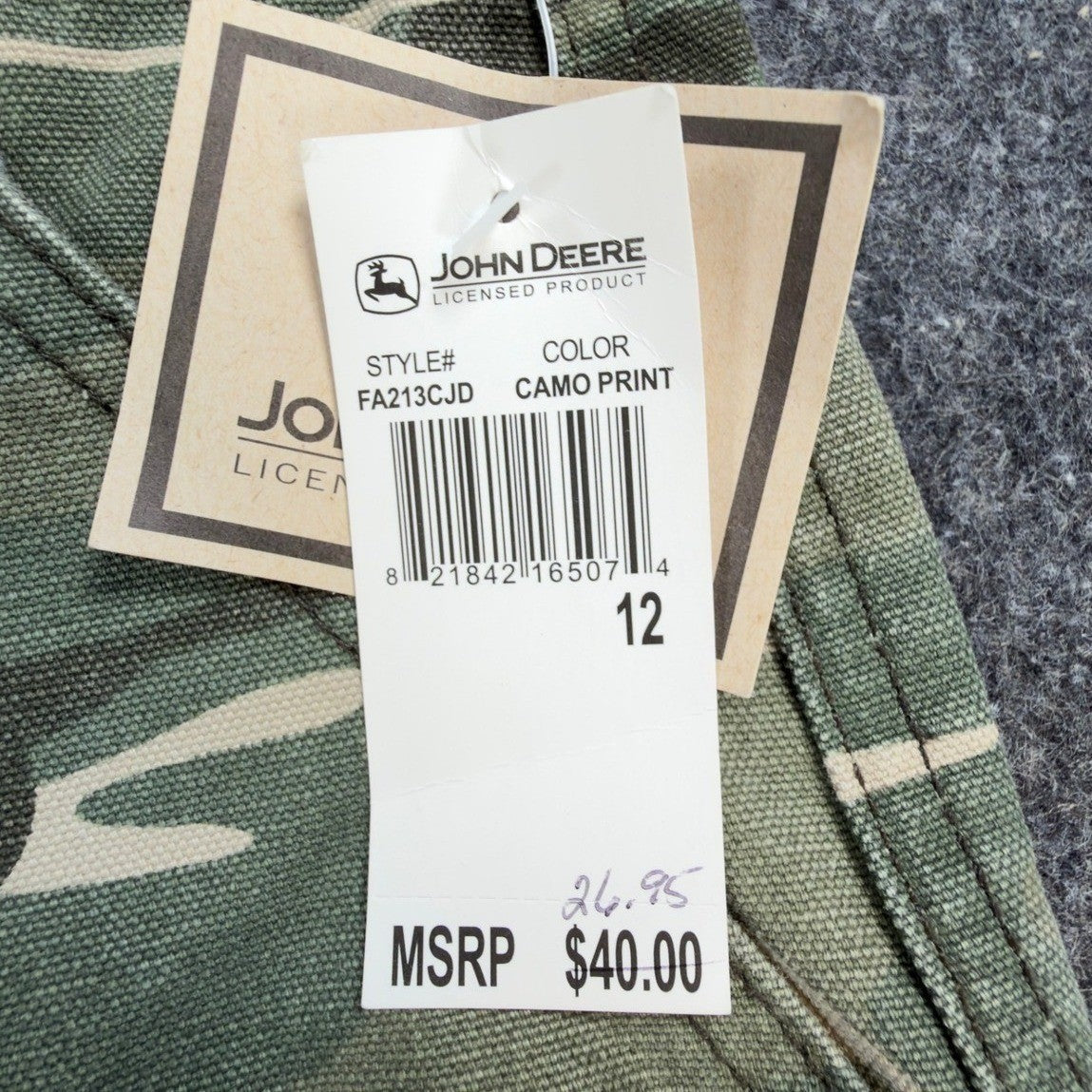 John Deere Carpenter Pants Boys Size 12 Y2K Camo Cotton Canvas Workwear NOS NWT - take2supply