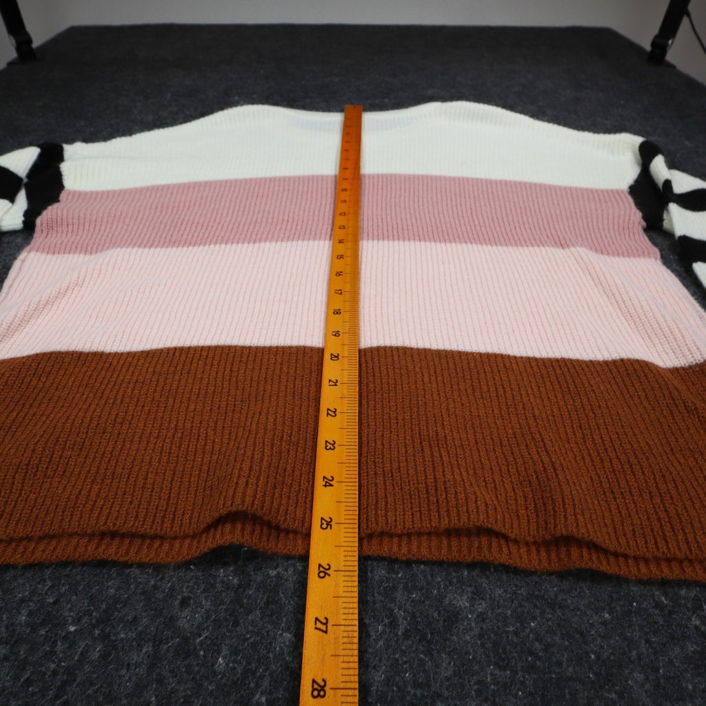 Hem & Thread Colorblock Striped Sweater Womens Large NWT Pink Brown Cream 7535 - take2supply