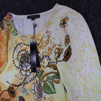 Pierri New York Top Womens Small Y2K Yellow Orange Beaded Floral Sequin A9067 - take2supply