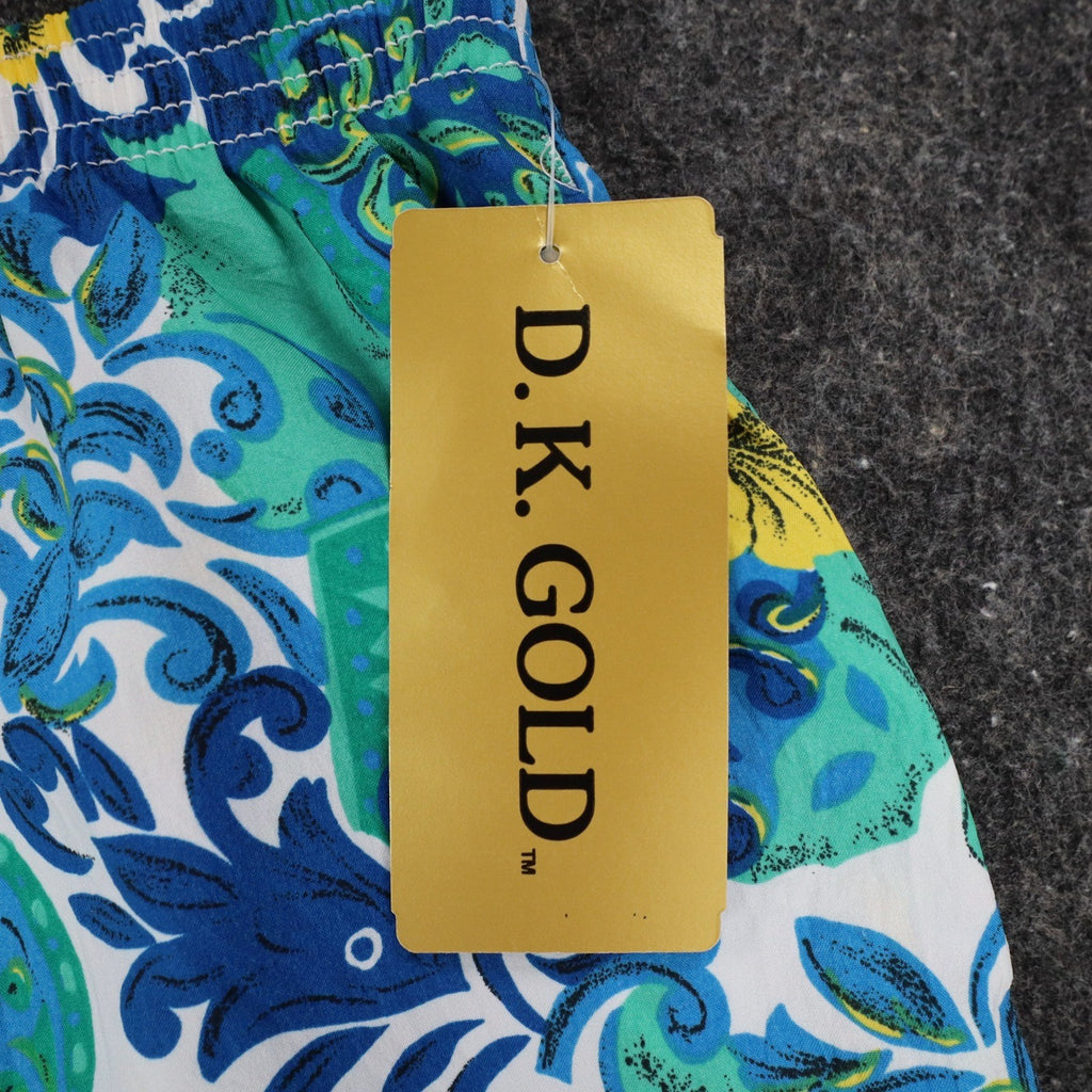 D.K. GOLD Floral Paisley Shorts Womens Medium Vintage 90s Blue Green Made in USA - take2supply