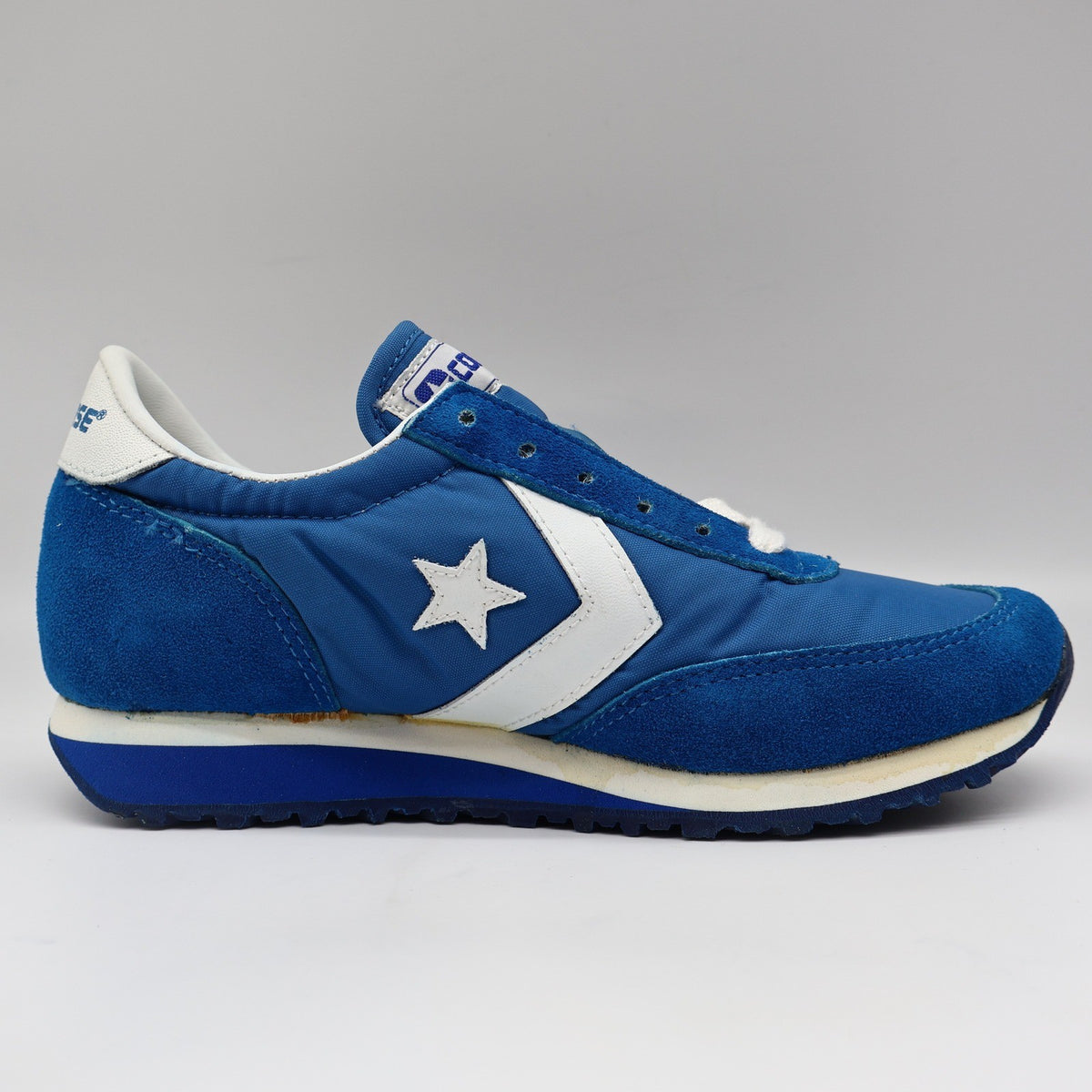 Converse Road Star Boy's Size 3 Vintage 80s Blue Nylon Suede Sneakers Deadstock - take2supply