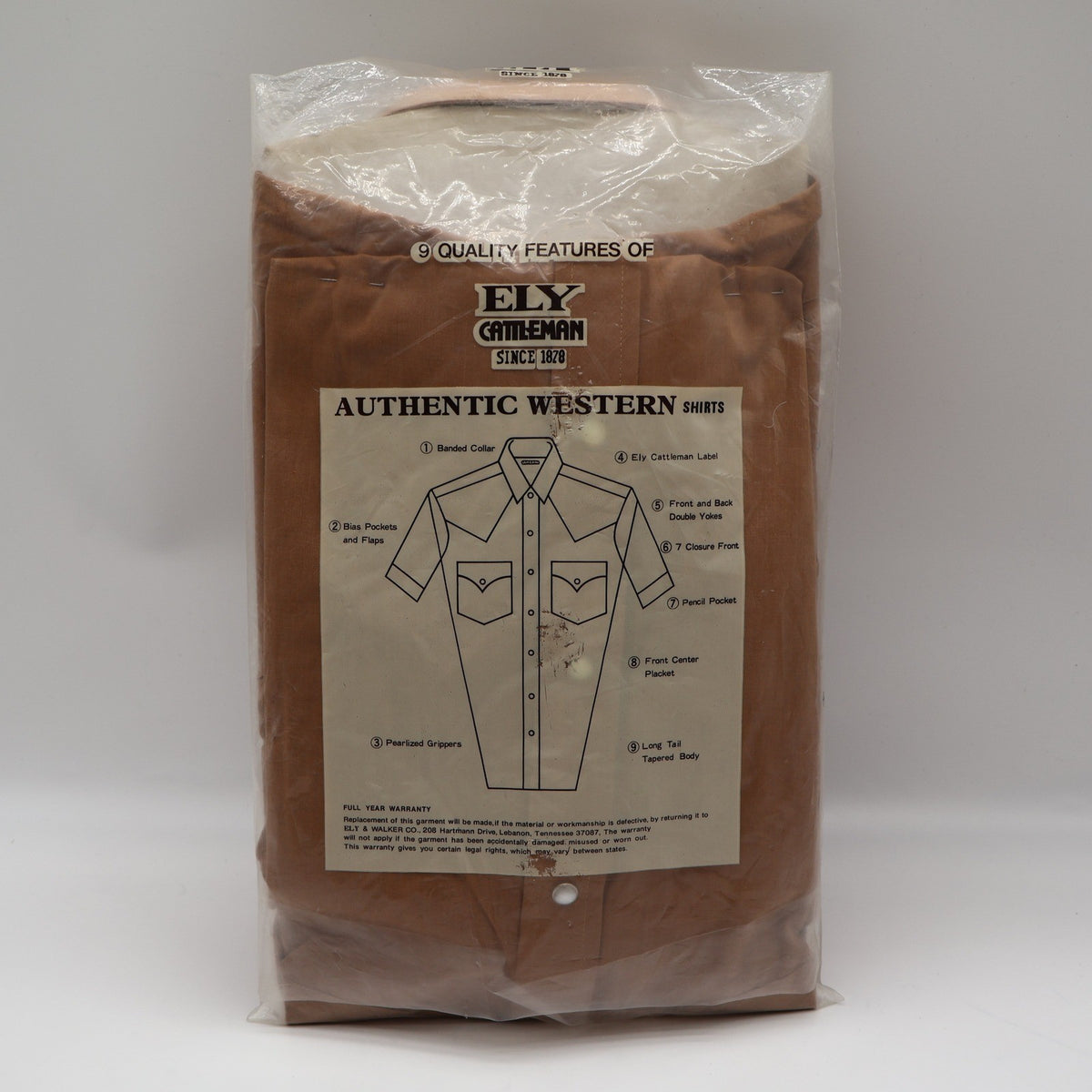 Ely Cattleman Western Shirt Mens 15.5 Brown Cotton Blend Pearl Snap Short Sleeve - take2supply