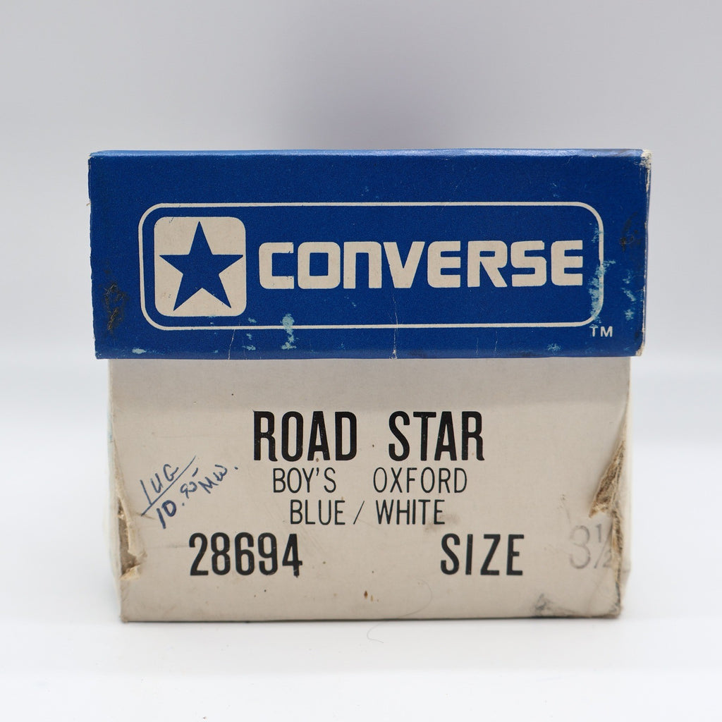 Converse Road Star Boys Size 3.5 Vintage 80s Blue White Nylon Suede Sneakers - take2supply