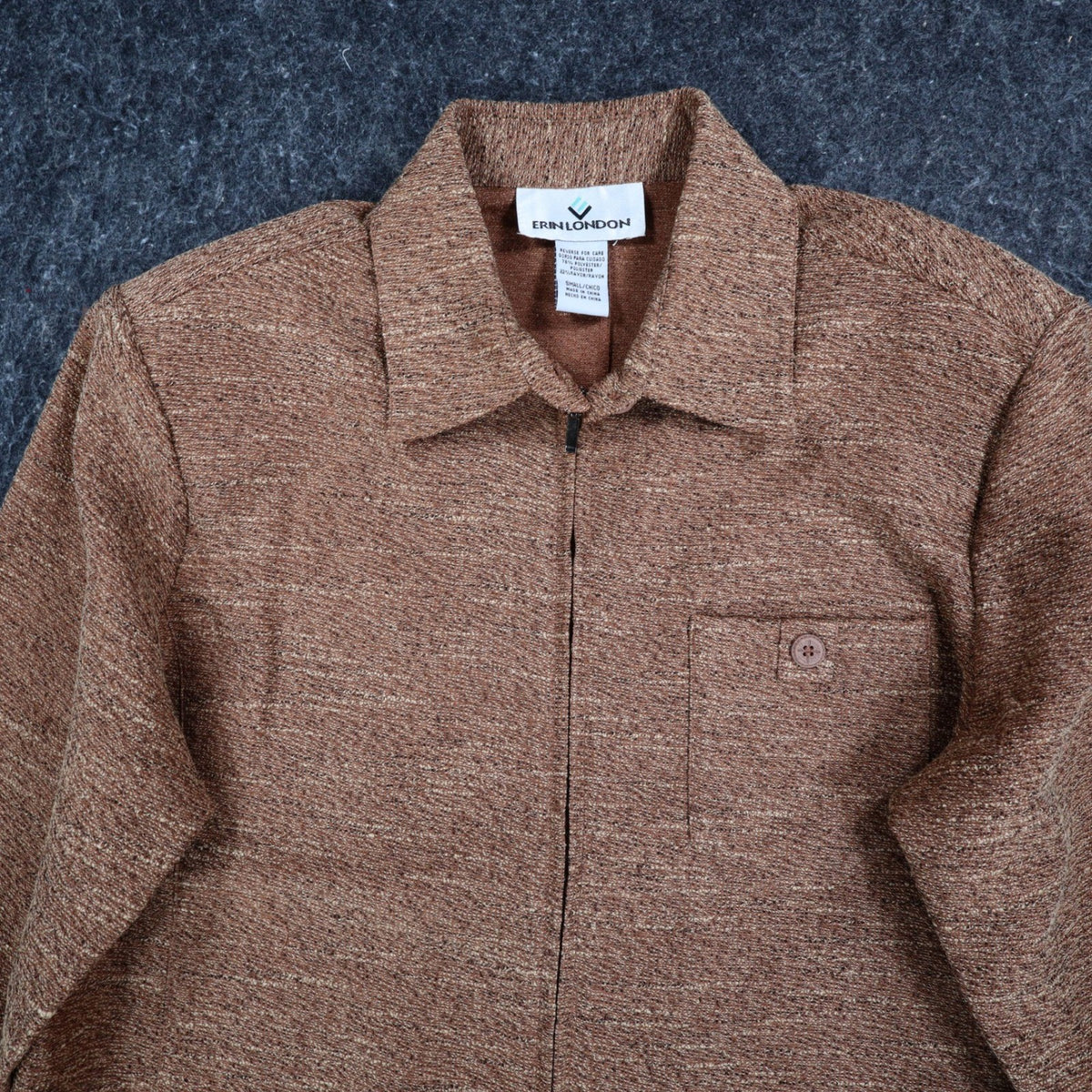 Erin London Jacket Womens S Camel Brown Textured Zip Front Collared NWT NOS - take2supply