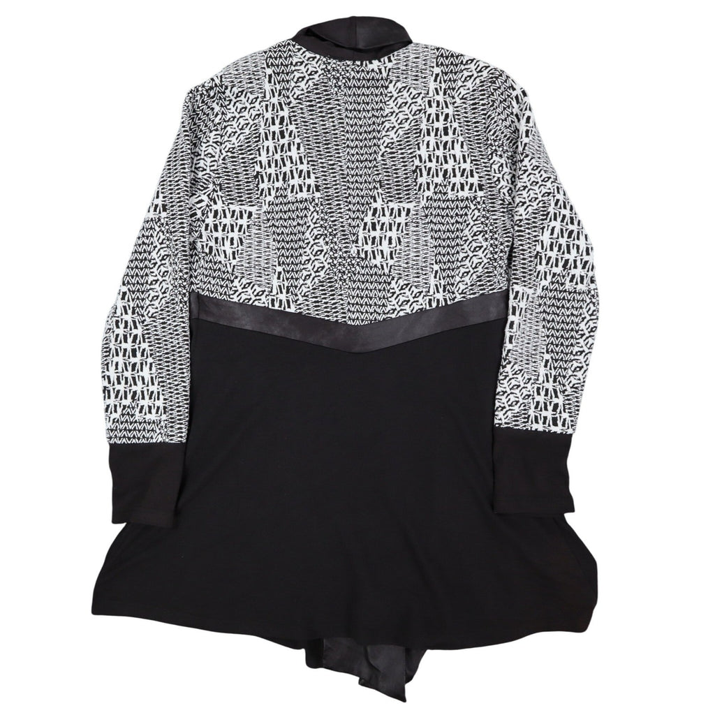 Lana Lee Cardigan Jacket Womens Medium Black White Geometric Open Front NWT - take2supply
