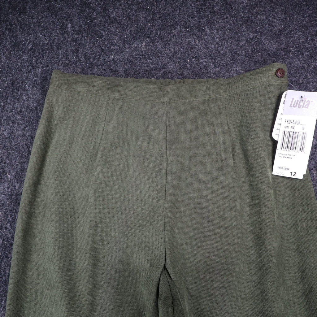 Lucia Trousers Womens 12 Vintage 90s Cactus Green Stretch Straight Leg Pants NWT - take2supply